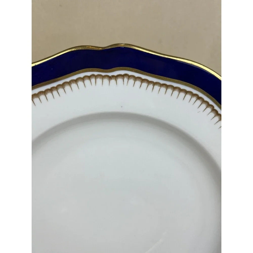 2 HTF Antique Spode Copeland‎ Cobalt Blue Gold Trim R7767 Dinner Plate 9 3/4”